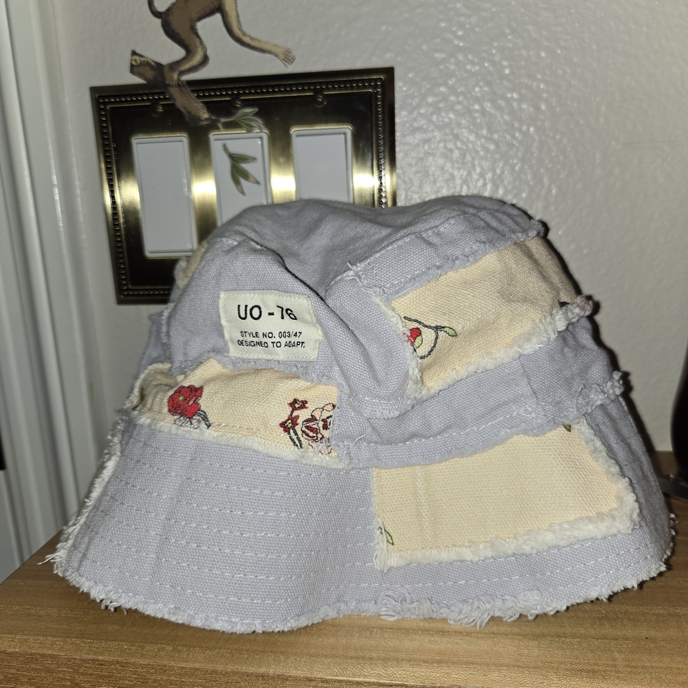 Patchwork Bucket Hat - Blue and Cream